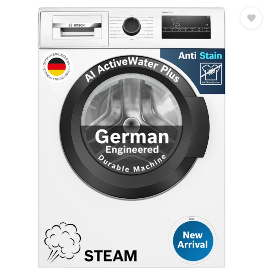 BOSCH 8 kg Fully Automatic Front Load Washing Machine with In-built Heater